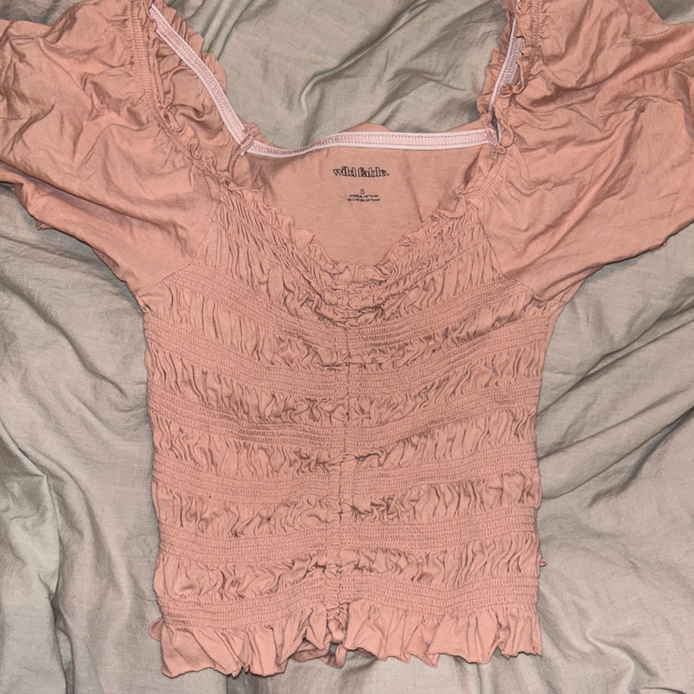 pink ruched crop top